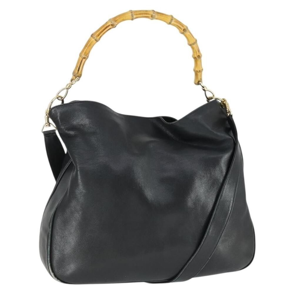 Gucci Bamboo Leather Shoulder Bag Black